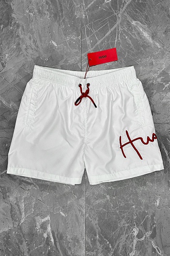 Мужские белые шорты Hugo Boss Dugo logo-embroidered   