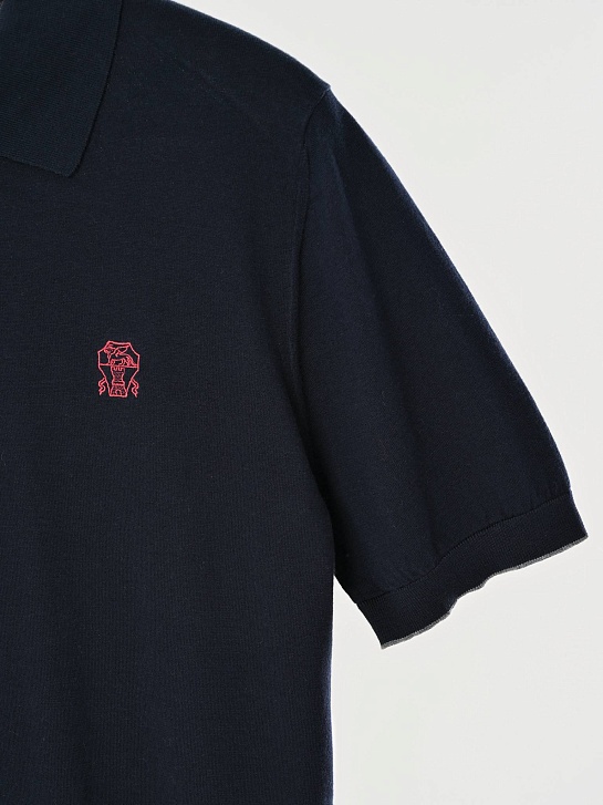 Мужское тёмно-синее поло Brunello Cucinelli premium