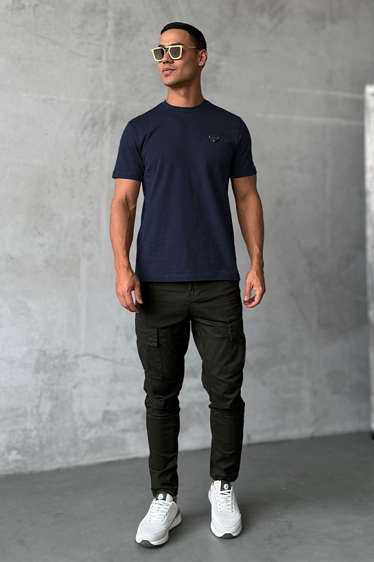 Мужская футболка Prada logo-plaque - Navy