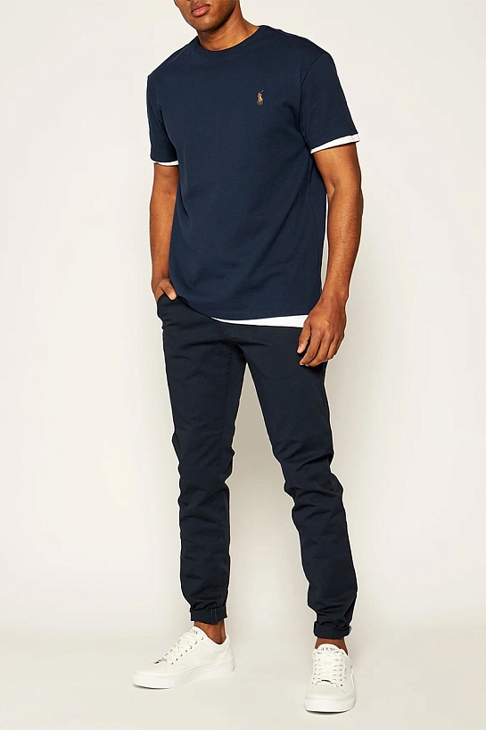 Футболка синего цвета Polo Ralph Lauren pony-embroidered