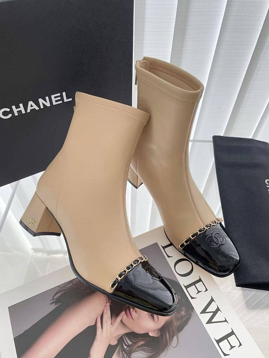Женские кожаные сапоги Chanel premium