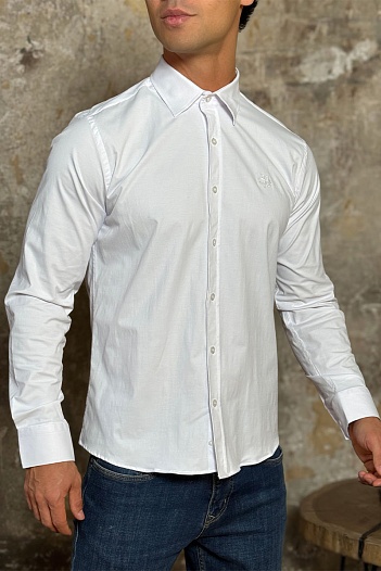 Мужская рубашка Loro Piana белого цвета   