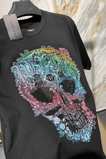 Мужская чёрная футболка Philipp Plein Skull   
