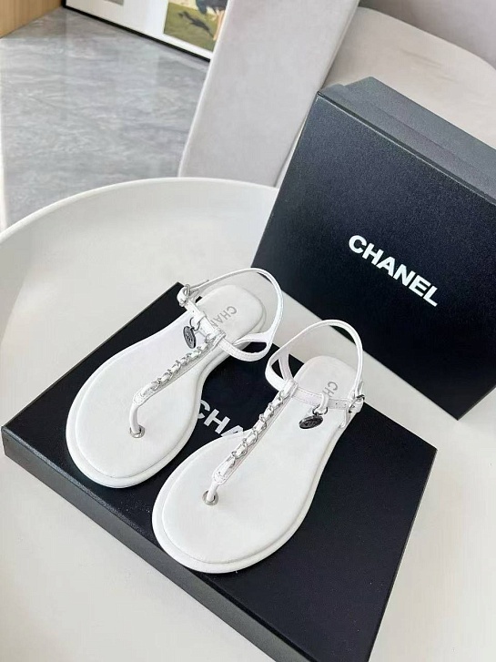 Женские кожаные сандалии Chanel Classic Flap Premium - White