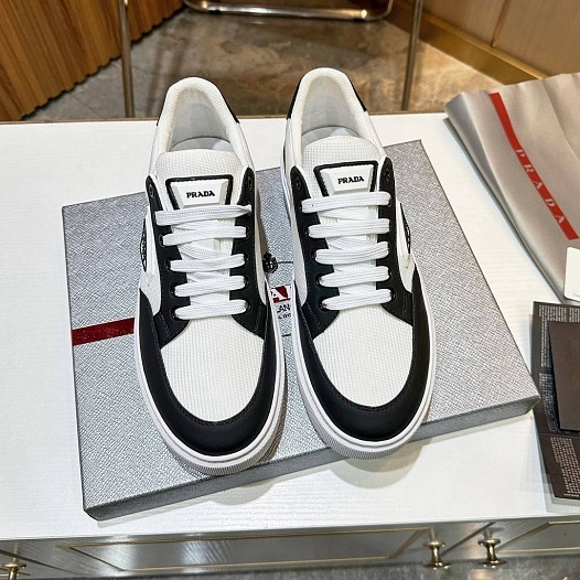 Мужские кроссовки Prada logo-plaque - White / Black   