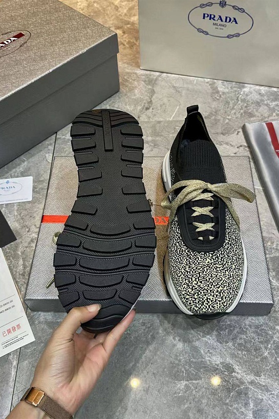 Мужские текстильные кроссовки Prada