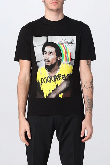 Чёрная оверсайз футболка Dsquared2 Bob Marley   