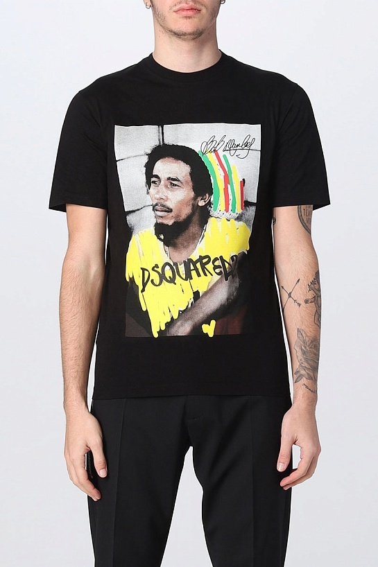 Чёрная оверсайз футболка Dsquared2 Bob Marley