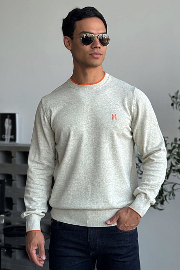 Мужской джемпер Hermes H embroidered - Grey   