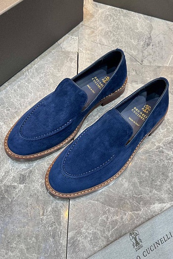 Замшевые лоферы Brunello Cucinelli - Navy   