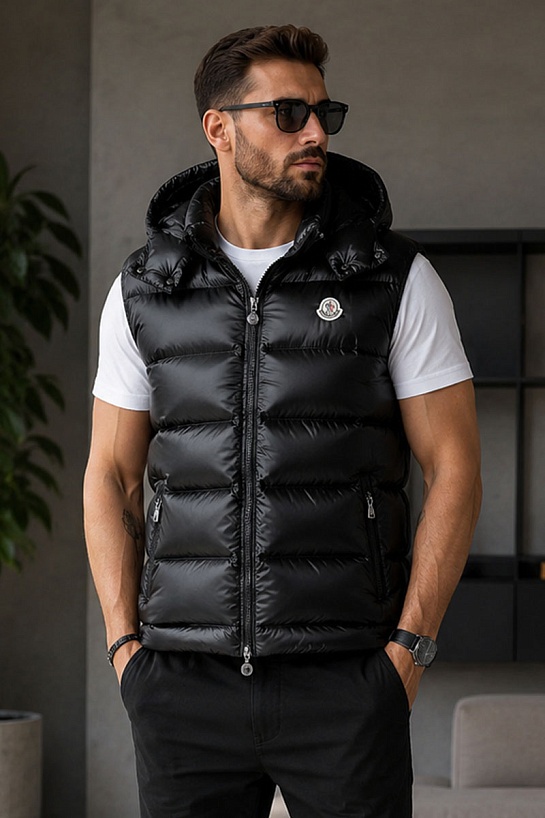 Мужской жилет Moncler logo-patch - Black