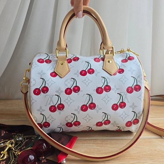 Кожаная сумка Louis Vuitton x Takashi Murakami Cherry Speedy 30x22 см