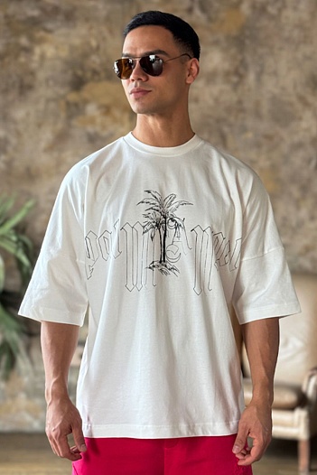 Белая оверсайз футболка Palm Angels logo print   