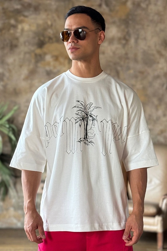 Белая оверсайз футболка Palm Angels logo print