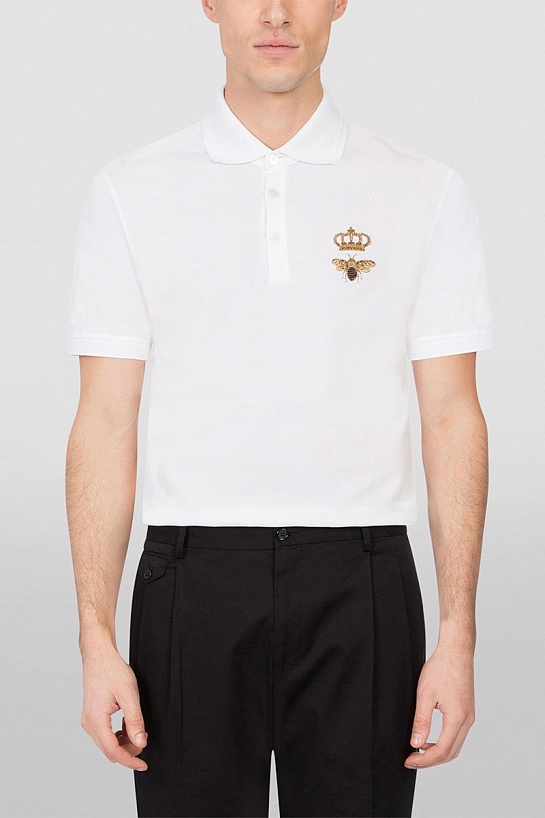 Классическое поло Dolce&Gabbana Bee & Crown - White