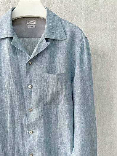 Льняная рубашка Brunello Cucinelli Premium - Blue   