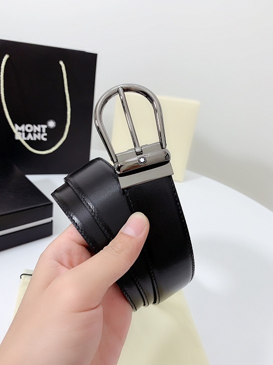 Двусторонний кожаный ремень Montblanc Premium (ширина 3.5 см)