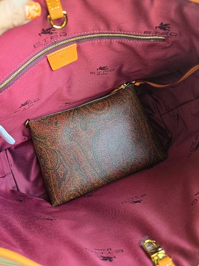 Кожаная сумка Etro с узором пейсли 36x26 см   