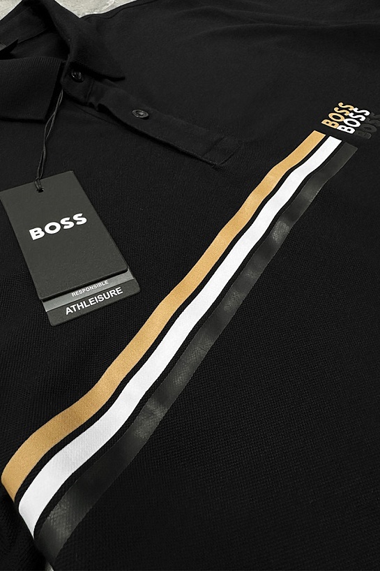 Чёрное поло Hugo Boss x Matteo Berrettini