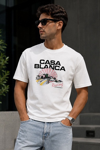 Белая оверсайз футболка Casablanca graphic-print   