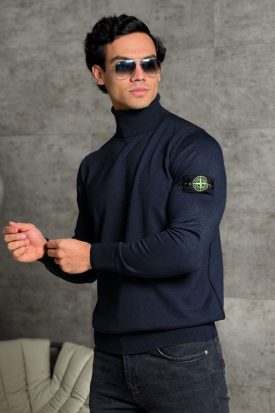 Водолазка тёмно-синего цвета Stone Island compass-patch