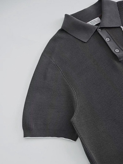 Мужское тёмно-серое поло Brunello Cucinelli premium   
