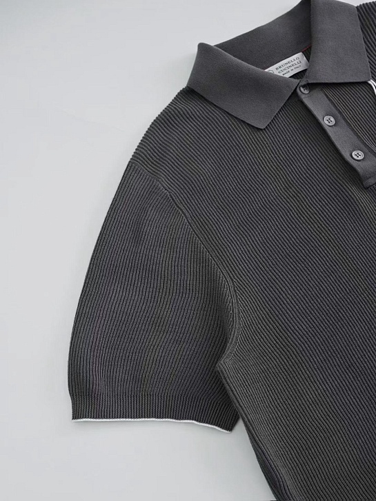 Мужское тёмно-серое поло Brunello Cucinelli premium