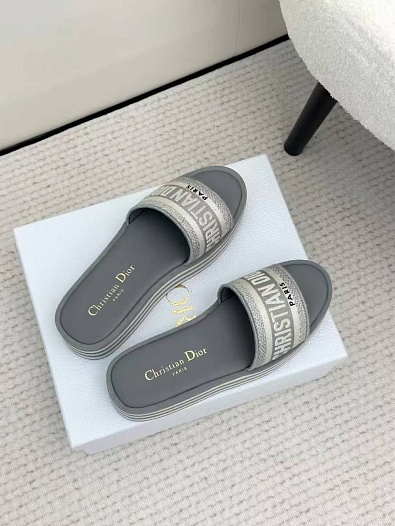Женские шлёпанцы на платформе Dior Premium - Grey   