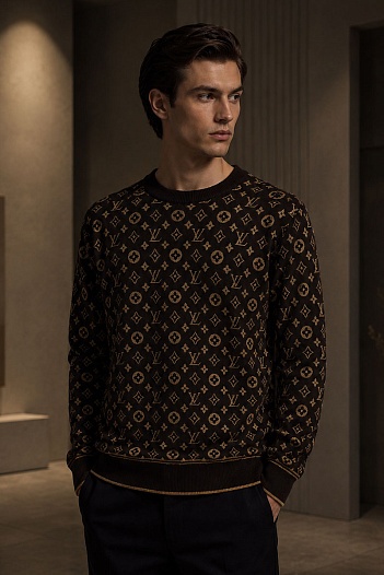 Классический джемпер Louis Vuitton Monogram all over - Brown / Beige   