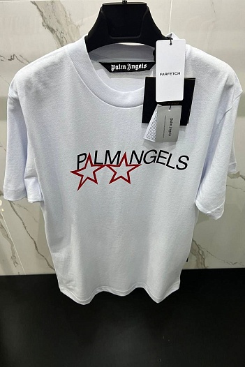 Белая оверсайз футболка Palm Angels Racing Stars   