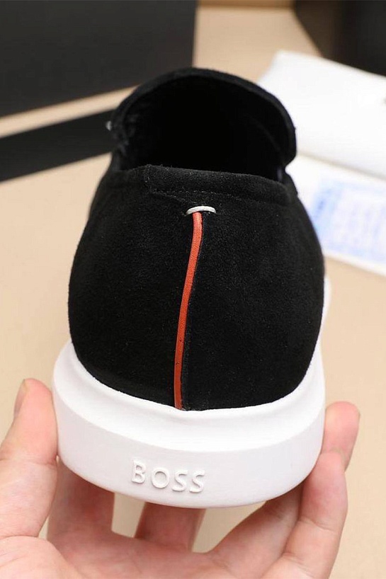 Замшевые лоферы с мехом Hugo Boss