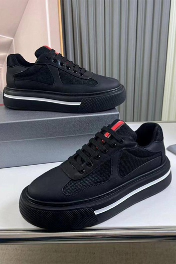 Комбинированные кроссовки Prada logo-stripe - Black   