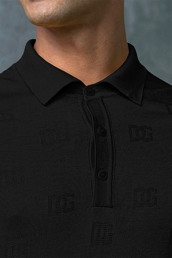 Мужское поло Dolce & Gabbana monogram all-over - Black   