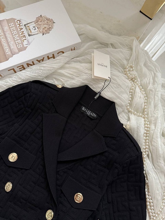 Женское бандажное мини платье Balmain чёрного цвета