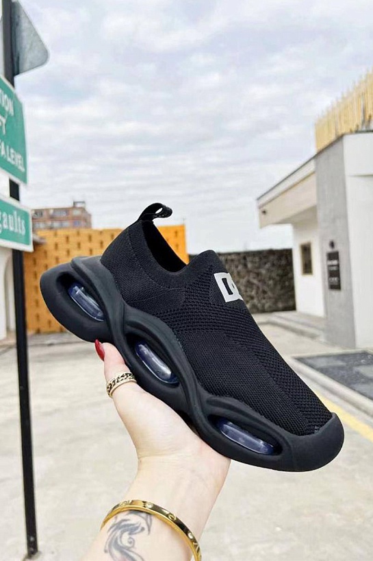 Женские чёрные кроссовки Dolce&Gabbana Wave low-top