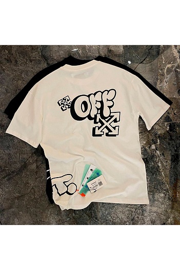 Белая оверсайз футболка Off-White logo-print   