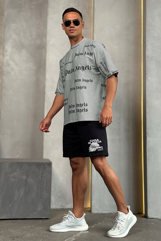Серая оверсайз футболка Palm Angels Ultra Logo