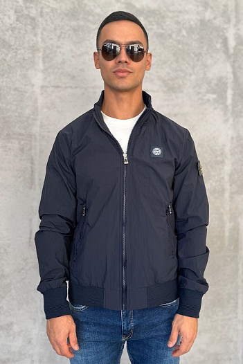 Мужская тёмно-синяя куртка с патчем на плече Stone Island   