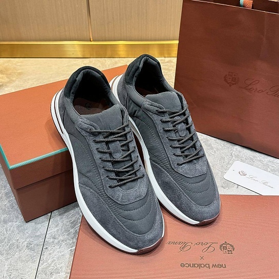 Замшевые кроссовки Loro Piana Week End Walk - Grey