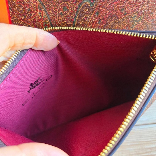 Кожаная сумка Etro с узором пейсли 31x25 см