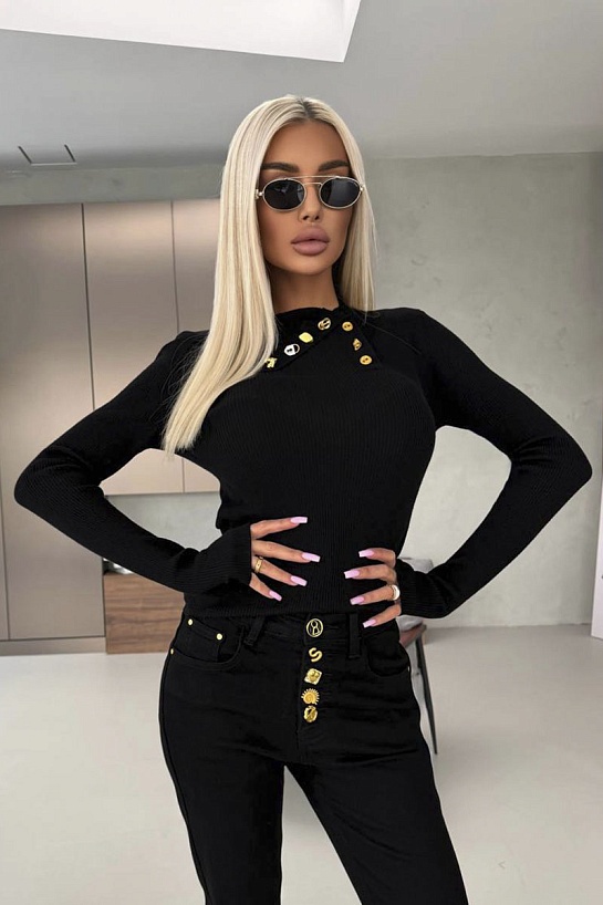 Женский трикотажный лонгслив Schiaparelli premium - Black