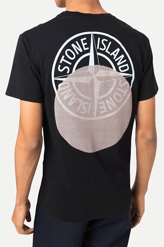Мужская чёрная футболка Stone Island logo-print