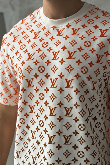 Белая оверсайз футболка Louis Vuitton Monogram Gradient   