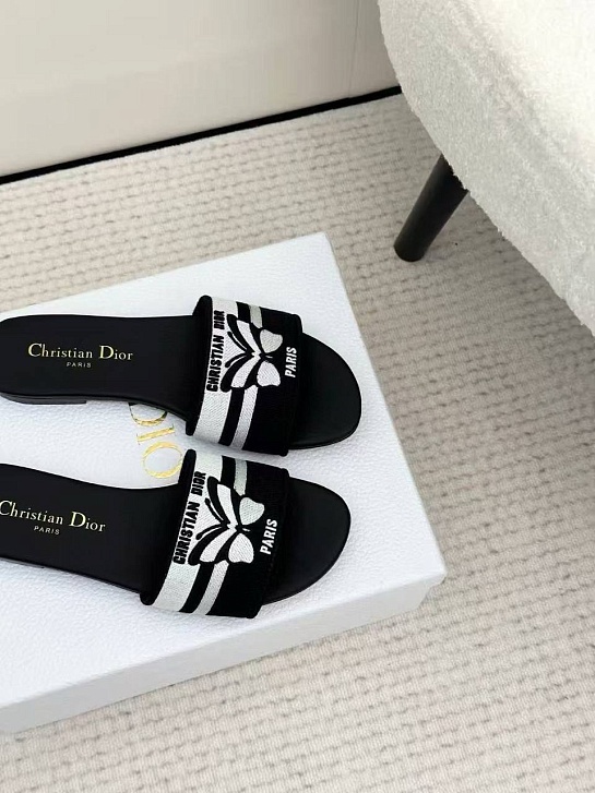 Женские чёрные шлёпанцы Dior Premium