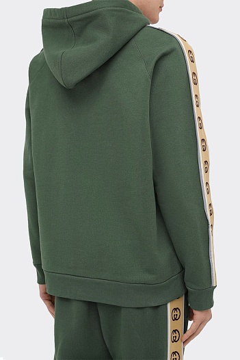 Зелёное оверсайз худи Gucci Interlocking G stripe   