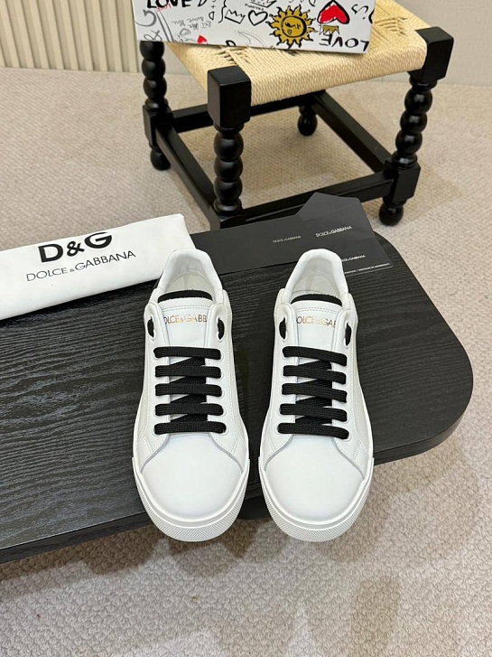 Кожаные кроссовки Dolce & Gabbana Portofino - White