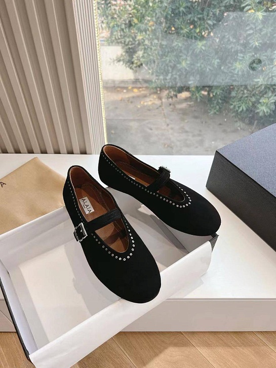 Женские замшевые балетки Alaia Strass Suede premium