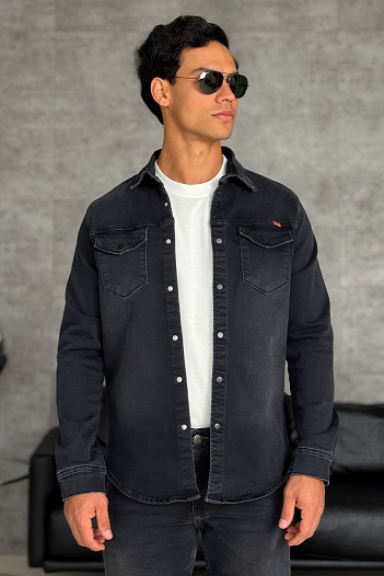 Джинсовая рубашка Loro Piana чёрного цвета   