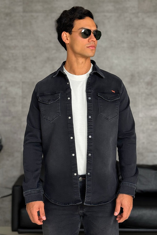 Джинсовая рубашка Loro Piana чёрного цвета