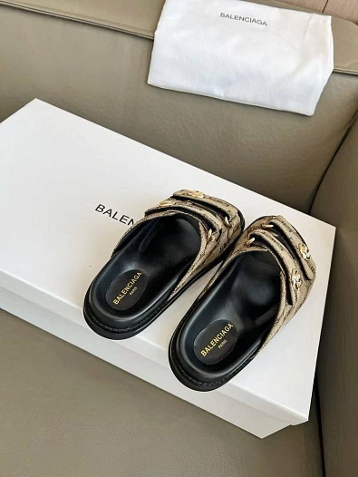 Женские шлёпанцы Balenciaga Jacquard Premium - Brown   